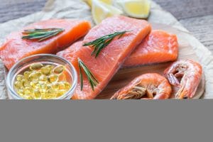 Raw salmon on the wooden board