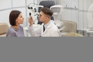 Eye exam in ophthalmology clinic